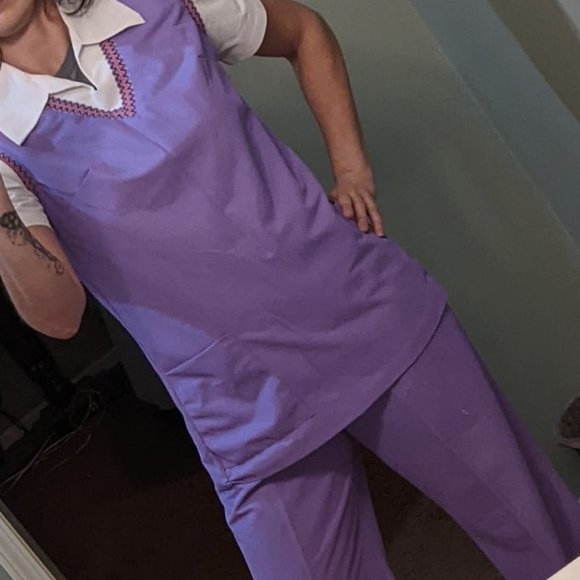 Vintage Nurse's Uniform Kenform by Kenrose Purple Medium 70's Scrubs - Picture 4 of 16